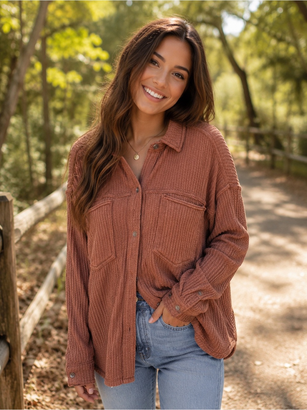 Aerie waffle knit button down shirt.